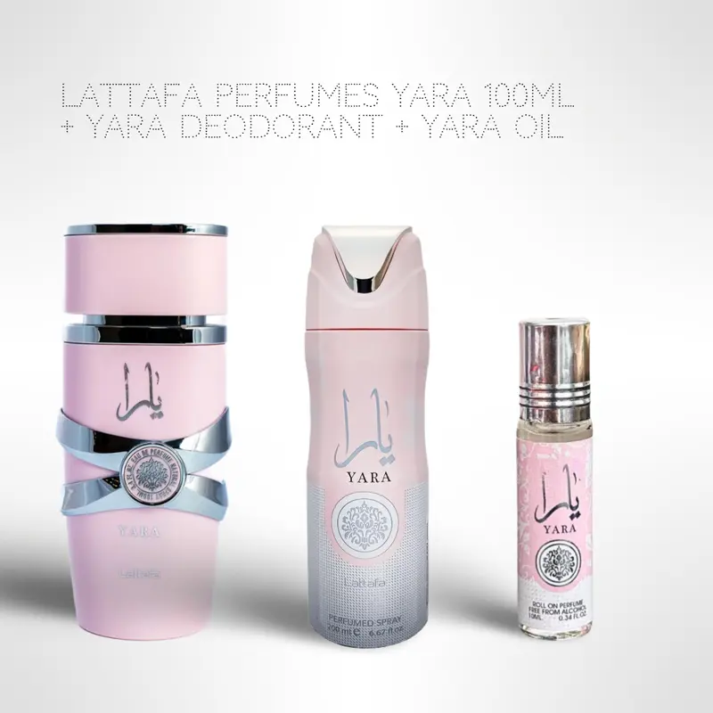 Lattafa Yara Bundle Yara 100ml + Yara deodorant + Yara oil - Fragrance Collection Starter Pack - Fragrance Gift Bundle