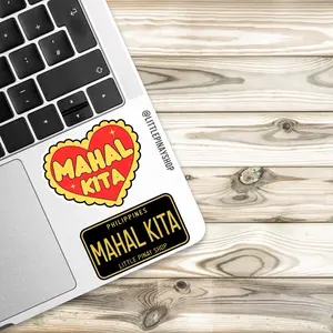 Mahal Kita Sticker Pack – Filipino Heart Sticker & License Plate Style Decal, Waterproof Vinyl, Laptop/Water Bottle/Car Sticker