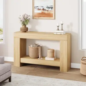 Garvee Farmhouse Console Table with 2-Tier Shelf, Rustic Wood and Metal Accent Entryway Table for Living Room, Hallway, and Behind Sofa, Sturdy and Easy to Assemble