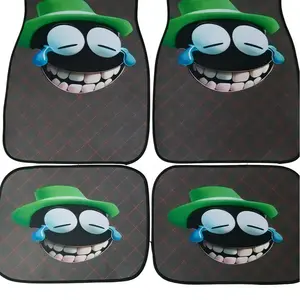 Funny & Quirky Crying-Laughing Emoji Car Floor Mats Full Set Fits Front & Rear Seats Universal Fit Waterproof Durable All-Weather Protection for Emoji Lovers
