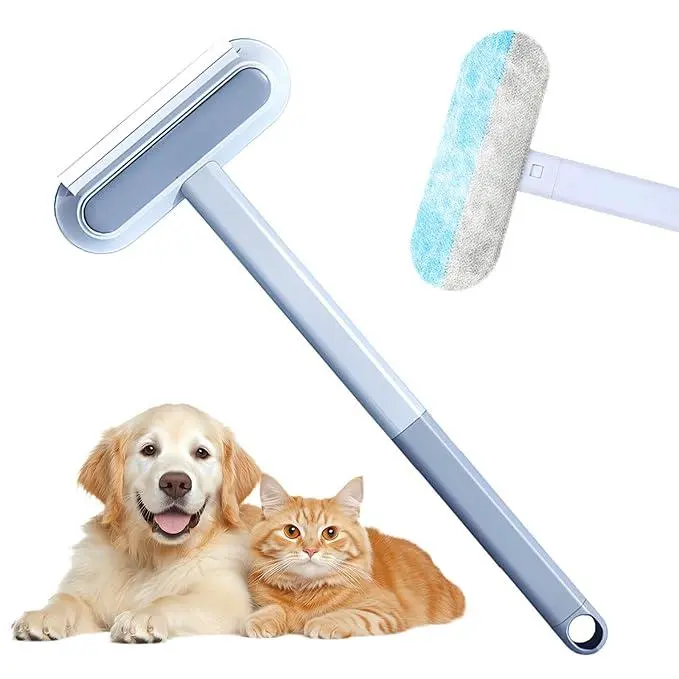 Lint Remover Brooms, 4-in-1 Reusable Pet Hair Remover, 20.8in Standard Handle No-Bend Tool for Dog & Cat Hair, Furniture & Car Seats (1-Pack)