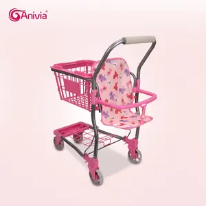 Anivia Toy Shopping Cart for Kids Aged 3+, Detachable Basket, Doll Seat for 11-18 Inch Dolls, Comfortable Handle, Ideal Gift for Holidays and Birthdays