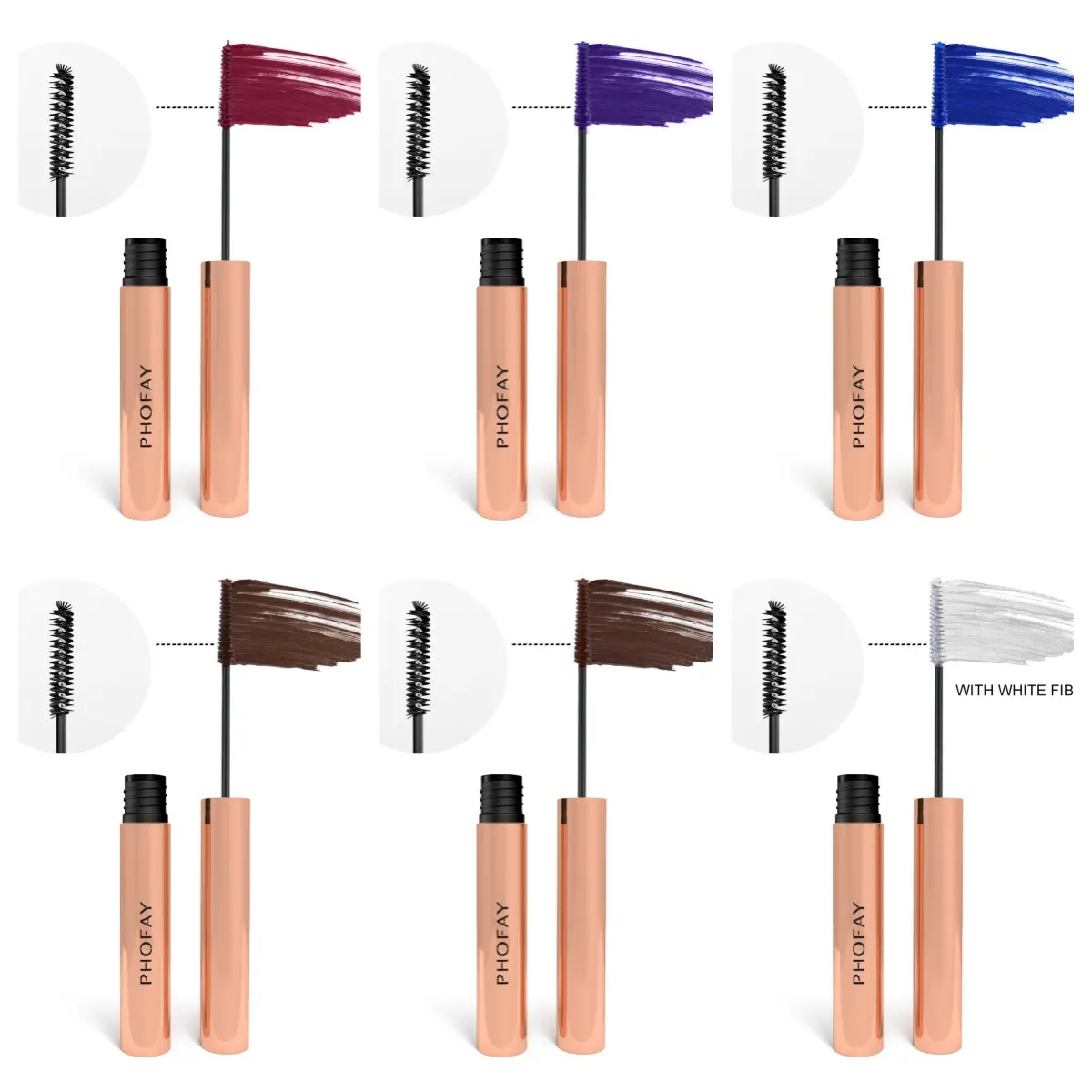 PHOFAY Colorful Mascara, Waterproof Lengthening & Volumizing Formula, Long Lasting Lash Makeup for Intense Color, 4ml, Long Lasting Mascara, Lengthening Mascara