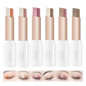 Glitter Gradient Eyeshadow Stick Two Tone, Two-tone Shimmer Gradient Eyeshadow Stick Double Colors Eyeshadow Stick Waterproof Glitter Eye Stick Eyeshadow Pen for Women Eye Makeup