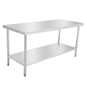 GARVEE 72" x 30" Stainless Steel Table for Prep & Work, Kitchen Food Prep Table with Hooks, Heavy Duty Metal Table with Adjustable Under Shelf for Warehouse, Garage, Hotel and Home