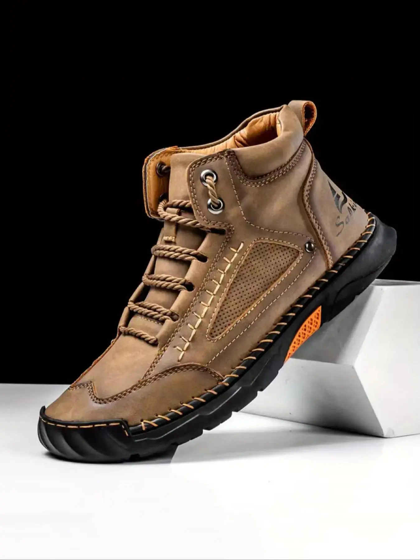 Men's Fashionable Lace Up Mid Top Sneakers, Fashion Walking