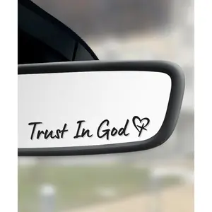 4 count  Stickers, Accessories Trust in God Rearview Mirror Sticker, Christian Sticker,Rearview Mirror Accessories, Stickers and ,Fit for  ,,SUVs (Black)