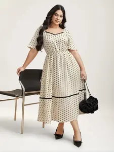 Plus Size Women's Polka Dot Pocket Dress, Casual Boho Elegant Summer Fashion, Comfortable A-Line Design, Perfect for Daily Wear