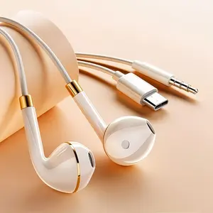 Wired In-Ear Noise Cancelling Headphones, HD Calls, Ideal for PC, Gaming, Streaming, Sports, Long Cable, 3.5mm & Type-C Jacks
