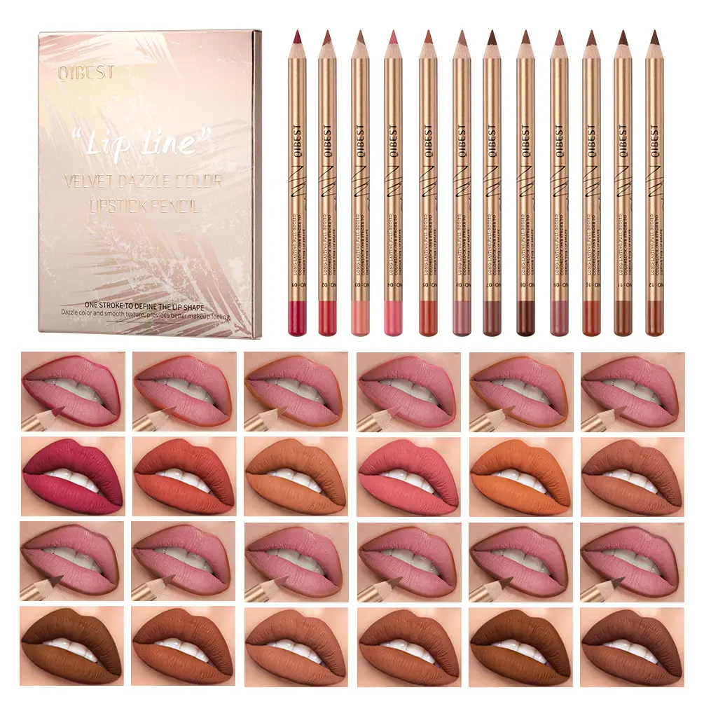 Long Lasting Lip Liner Set, 12pcs/set Matte Lip Liner, Easy Coloring Lip Liner Pen, Moisturizing Lip Liner,Suitable for All Occasions Lip Makeup，Daily Cosmetic Products,Trending Product