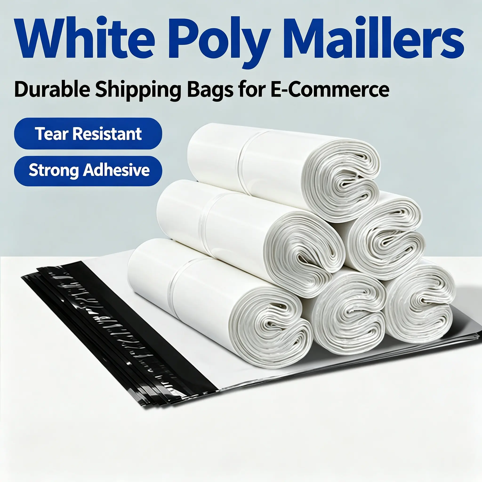 White Poly Mailers Shipping Bags, Self Adhesive Waterproof Plastic Courier Envelopes, Tear Resistant Mailing Bags for Clothing, Small Business Shipping Packaging, Multiple Sizes Available