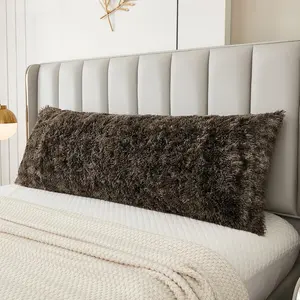 Faux  Fluffy  Pillow Cover Luxury Shaggy Plush Decorative  Pillowcase, Ultra Soft and Cozy Zipper Closure 21 x 54 Inches, Ombre Dark Grey
