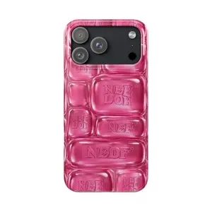 NeeDoh Cool Crush Ice Cube Phone Case – Clear Pink 3D Bubble Gel Case, Minimal Aesthetic Transparent Cover, Soft TPU Shockproof, Trending