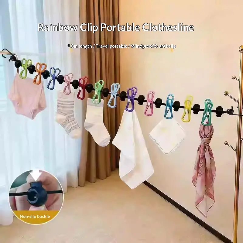 Punch-Free Foldable Portable Retractable Frame Clothesline - Windproof, Non-Slip Home Organizer for Indoor/Outdoor Laundry Use