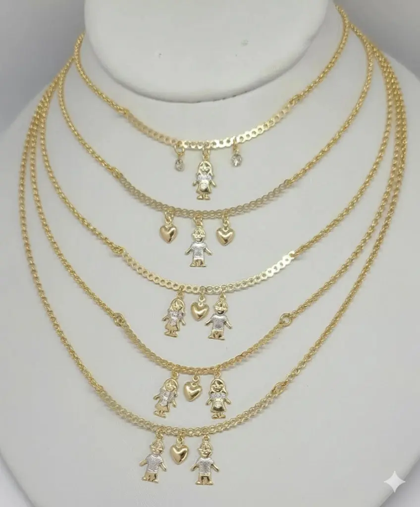 (1-6104) Gold Laminate - Rolo Link Kids Charms Necklace - BGF