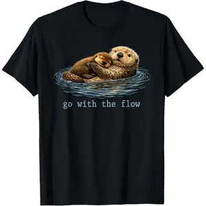 Go with The Flow Sea Otter Mother Day T-Shirt