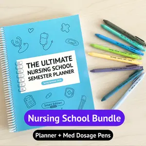 Nursing School Success Bundle Planner with Med Dosage Pens