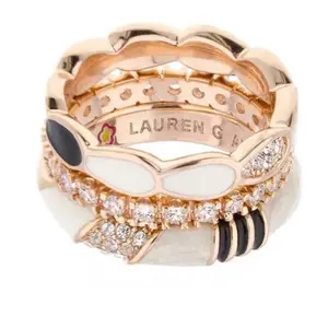 Lauren G Adams Black and White Daisy Love Ring Set for Women