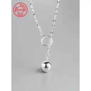 925 Sterling Silver Ball Decor Pendant Necklace, Fashion Jewelry Accessories for Party, Daily Clothing Decor for Girl, Trendy All-match & Exquisite Jewelry for Birthday Gift