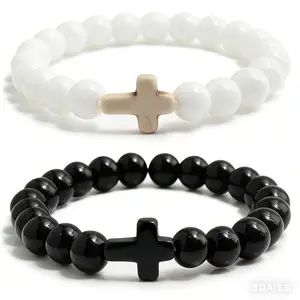 2 Pack Vintage Natural Stone Beaded Bracelet Handmade Braided Couple Bracelet Jewelry Gift Set