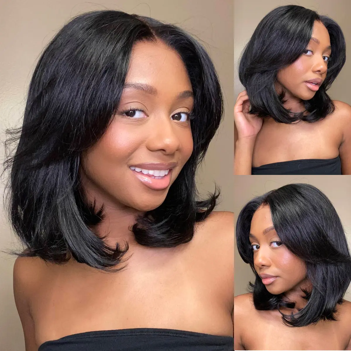 Jessie's Wig Wear and Go Glueless Curtain Bangs Wig Short Layered Bob Wig Italian Bob Hairstyle Skip Salon 7X5 Bob Cut  Human Hair Wig With Bangs For Women  #SummerWins #DealsForYouDays
