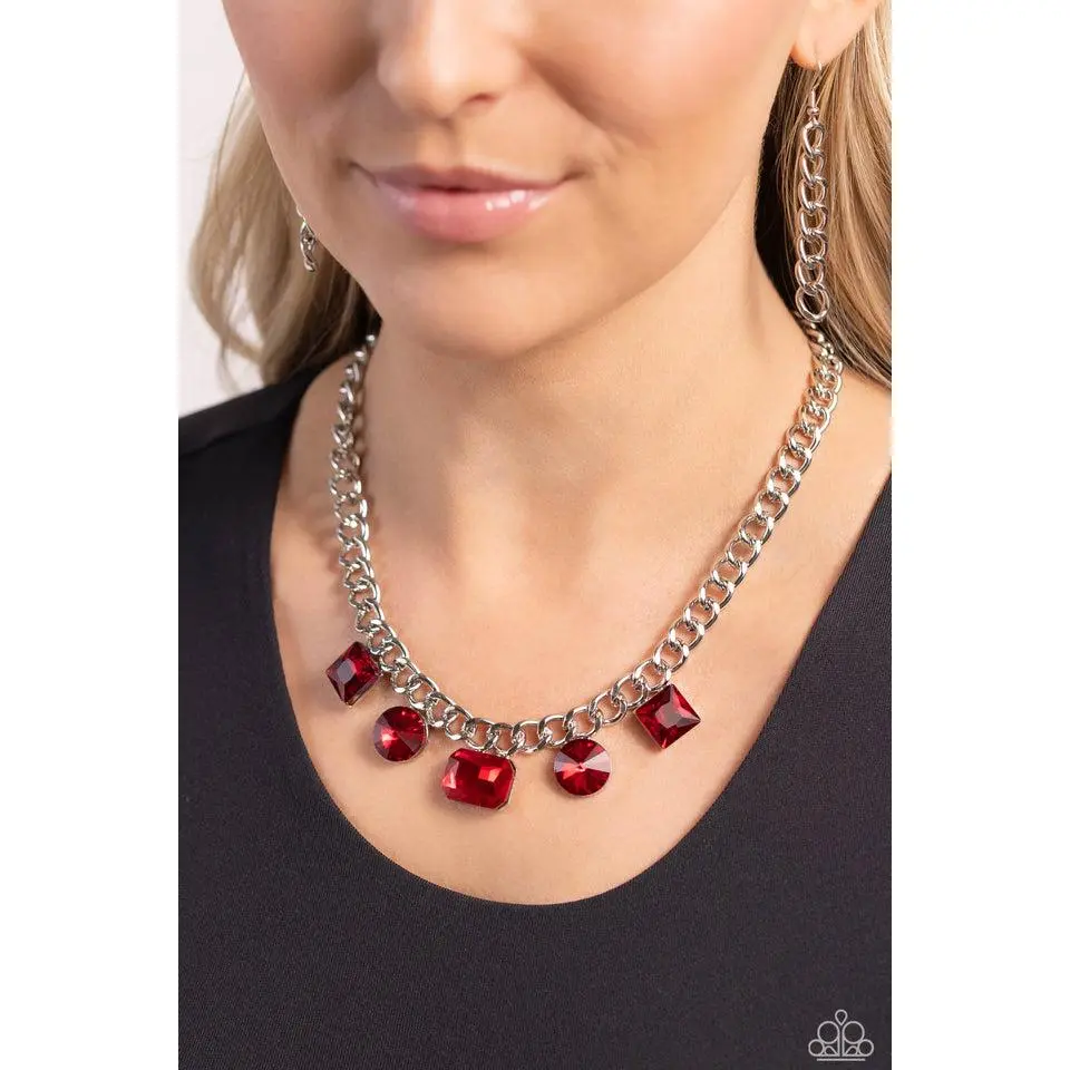 Paparazzi Alternating Audacity Red Necklace