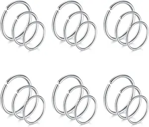 Nose Rings Hoops Surgical Steel 18g 20g Gauge 6mm 8mm 10mm 12mm Earrings Piercing Hoops  for Men Women