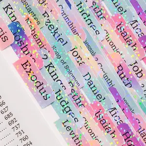 Tabs Glitter Dot, Laminated  Tabs Women & Men, Christian Gifts, Large Print  Tabs Easy Navigation,  Book Index Tabs Labels,  Study Supplies (Rainbow Gradient)