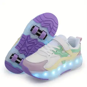 Spring and Summer Fashionable Glowing Shoes Street Cool Roller Skates Glowing Roller Skates LED Glowing Roller Skates Light Shoes Roller Skates Lightweight Wear-resistant Breathable Detachable Roller Skates Buy Pair Two Ways to Wear Suitable