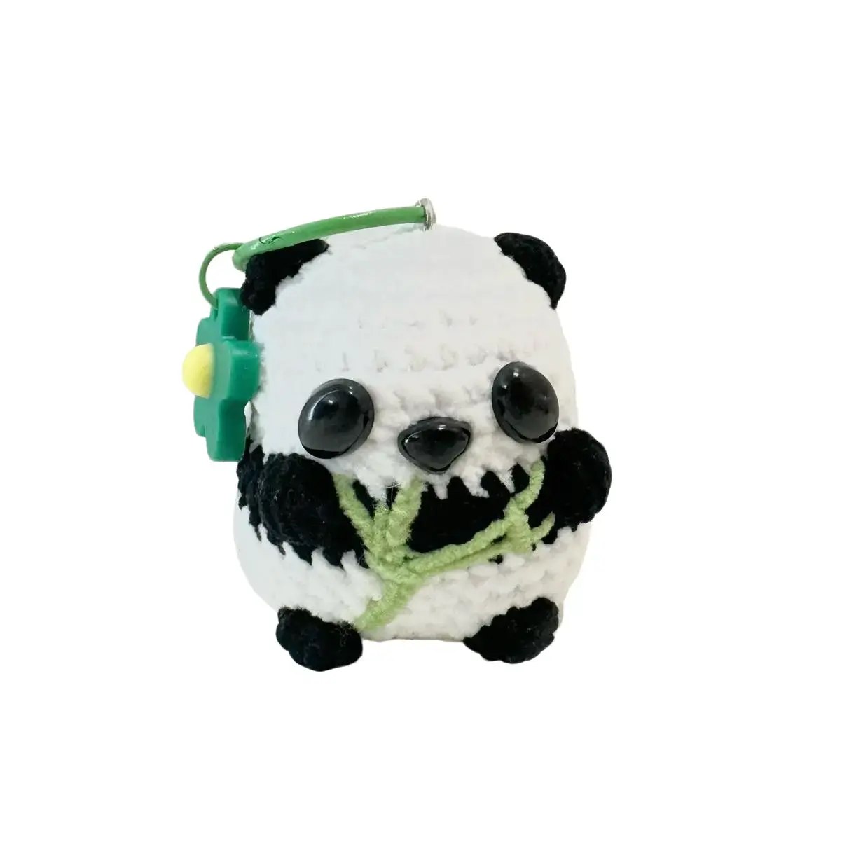 Handmade Crochet Panda with Bamboo Keychain