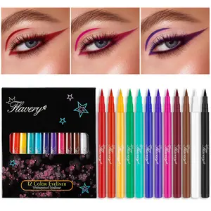 12-color Eyeliner Pencil, Matte Eyeliner Liquid Set, Rainbow Colors, Long-lasting Colored Eyeliner Pencil, Eyeliner For Waterline, Eye Makeup Product