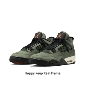 Olive green, black and orange three-tone retro kicks made of soft breathable honeycomb mesh leather, built-in forefoot air cushion and grippy mixed rubber outsole, this earthy neutral pair is a must-have outdoor wardrobe staple
