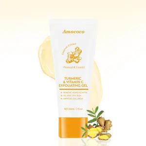 Turmeric Exfoliating Gel - Gentle Dual - Use (Facial/Body) Exfoliant, with Natural Ingredients, Deeply Cleanses and Brightens Skin, 60ml Portable Pack