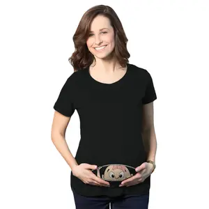 Maternity Baby Girl Peeking Pink Bow New Baby Announcement Pregnancy T shirt Funny Graphic Maternity Tee Cute Pregnancy Tees With Plus Sizes Pregnant Funny Maternity Short Sleeve Maternity Shirts