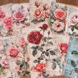 JAIIMAN 32sheets Romantic Vintage Roses Watercolor Scrapbook Paper, for Journaling Supplies, Craft Albums, Background Pad, Scrapbooking Supplies, Nostalgic Artwork, Wallpaper Designs, Notebook Covers, Gift Wrapping Paper, Scrapbook Accessories