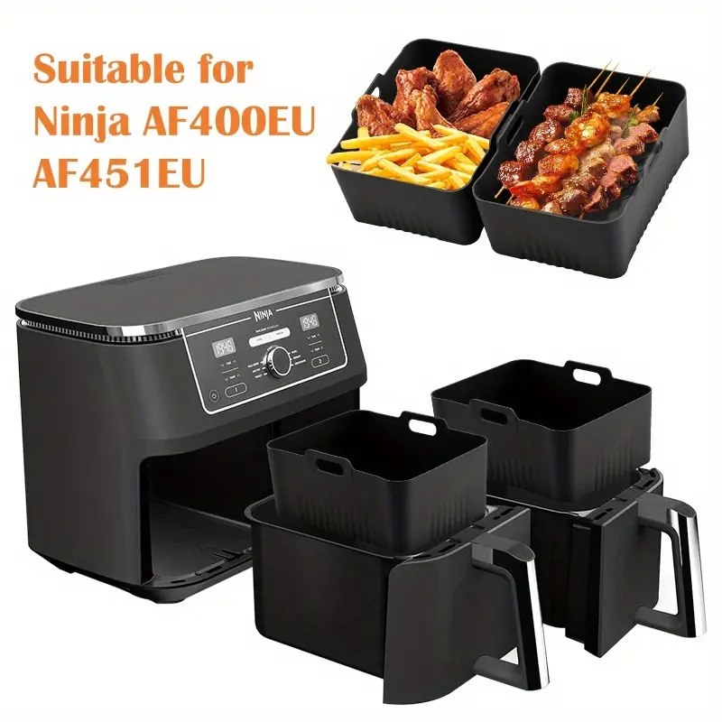 Premium Ninja 9.5L Af400uk Silicone Replacement Liners, Air Fryer Kitchen Accessories, Specially Designed for Ninja Dual Air Fryer, Durable Non-Stick Coating, Easy Clean Design
