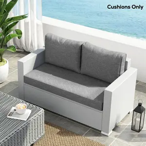2 Seat Patio Furniture Cushions, 46x26x5 in, Thick Outdoor Loveseat Cushion Set with Removable Cover, Fade-Resistant Replacement Cushions for Outdoor Furniture, Couch, Bench, Swing, Gray
