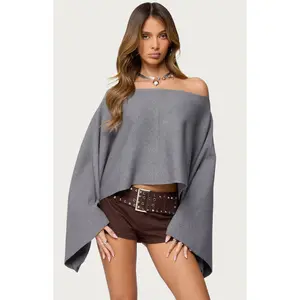 Edikted Women's Sharla Off Shoulder Poncho Sweater