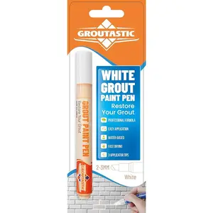 Groutastic Tile Grout Paint Pen With 3 Adjustable Tips For Bathroom & Kitchen - Quick-Dry Grout Colorant & Sealer