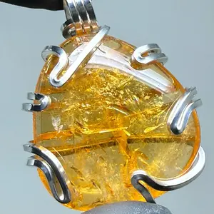 Large Superb Citrine Sterling Silver PENDANT Unique Artisan Crafted Design 925