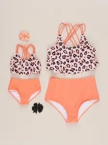 Mom & Me Orange & Leopard Swimsuit