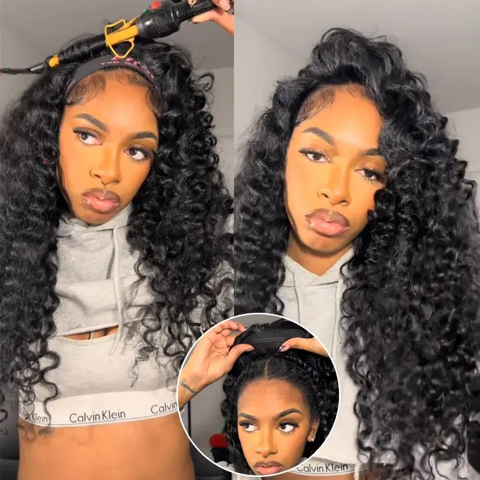 3 IN 1 Burmese Curly GLUELESS Invisible Half Wig For Blackwomen Clip In Protective Styles Human Hair