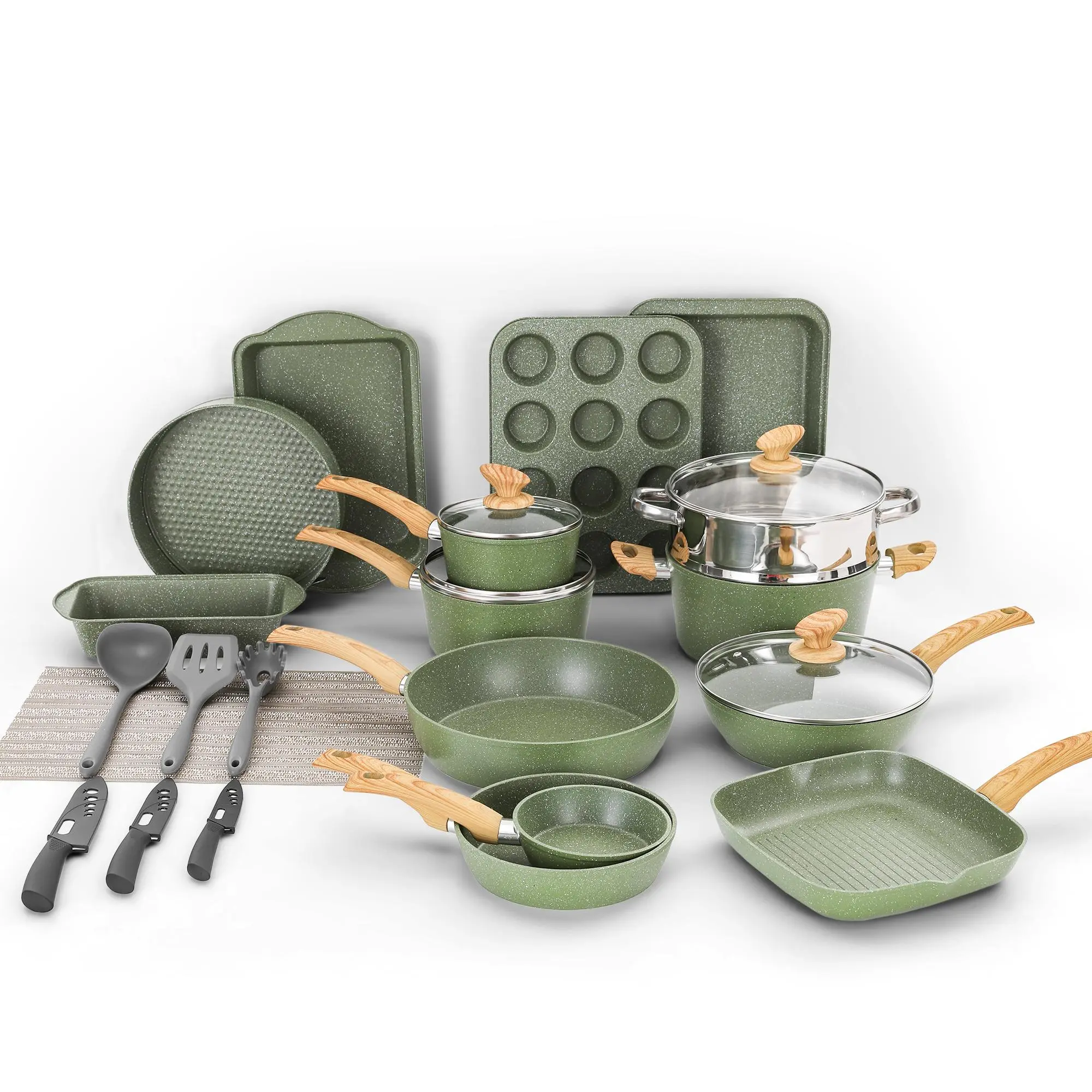 30 PCS Cookware Set-Green