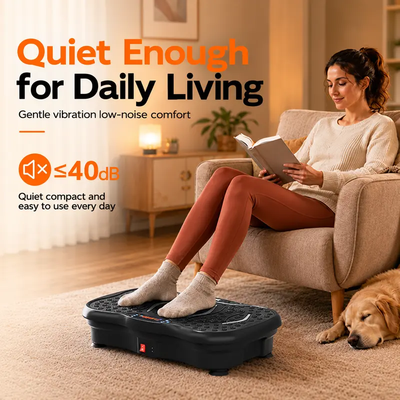 Multifunctional Compact Vibration Plate Exercise Machine - Home Gym Equipment with Quiet Motor, Stable Frame, Non-Slip Suction Cups, 3-in-1 Sports Mode Adjustment, Indoor Walking Trainer, Up to 300 lbs Weight Capacity