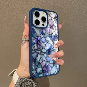 Stained Glass Floral Adorable Magnetic Case for iPhone11/12/13/14/15/16/17/promax MagSafe Compatible, Lightweight, Anti-Fall |   Girly & Chic Style