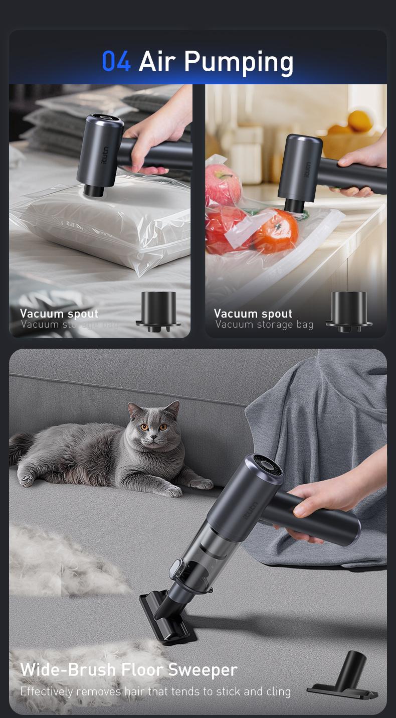 itutn car vacuum/blower M8, 5-in-1 Mini Vacuum Cleaner Cordless & Air Duster ,22000Pa Powerful Suction, Handheld Portable Vacuum For Car, Home, PC, Keyboard, Desk, Pet Hair Cleaning