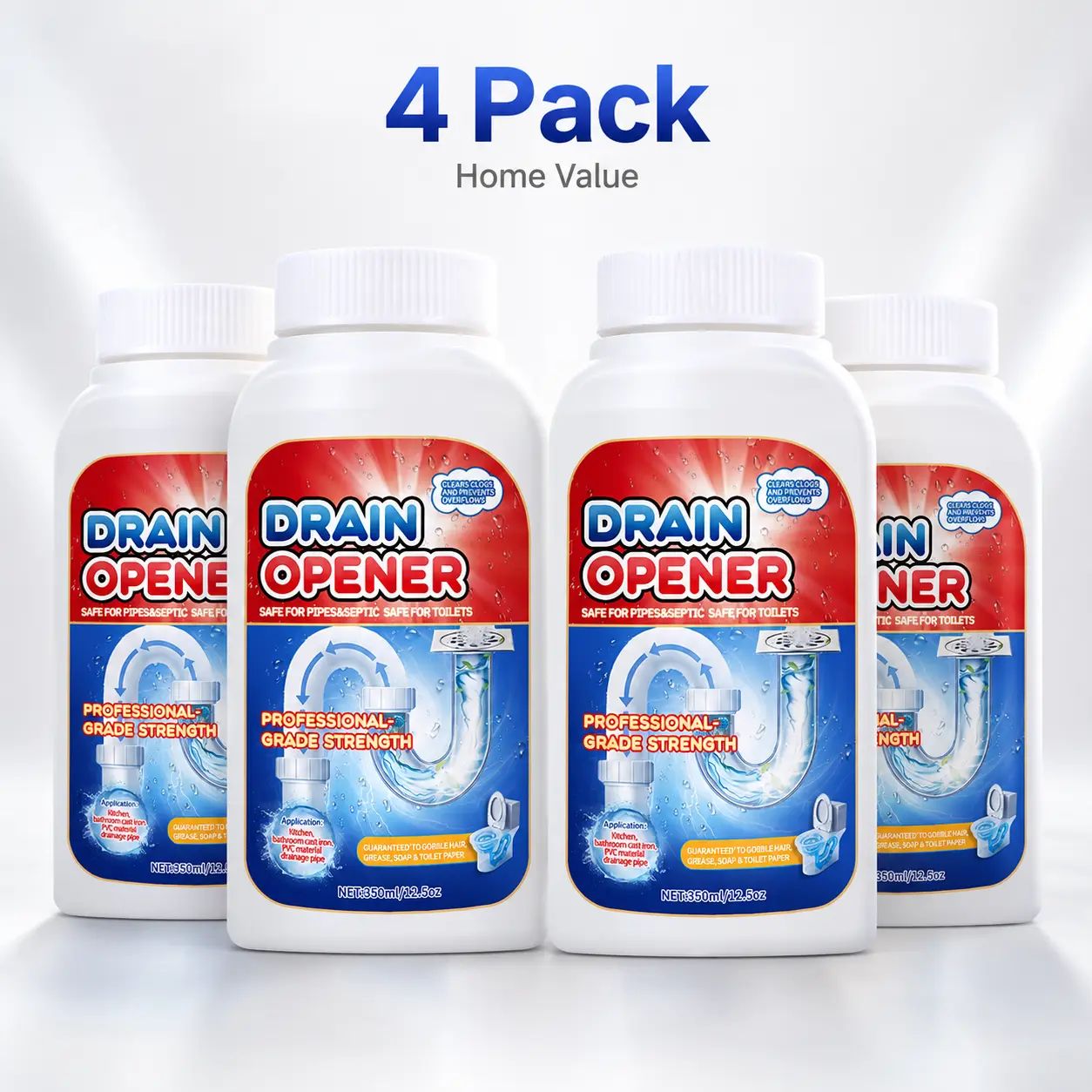 EcoHomey Drain Opener Powder, Fast-Acting Drain Cleaner for Kitchen Sink, Bathroom Drain, Toilet, Bathtub & Floor Drain, Helps Clear Hair, Grease & Soap Scum Clogs