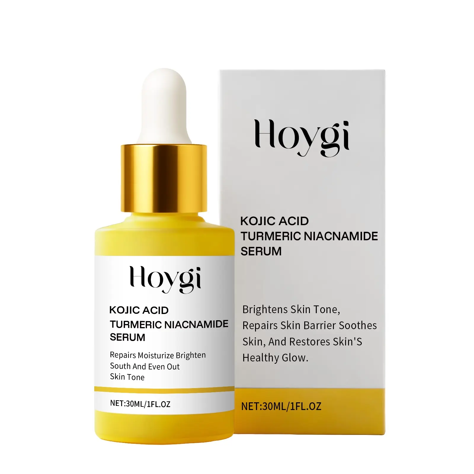 Hoygi Turmeric Niacinamide Facial Serum, Kojic Acid Hydrating Essence Liquid, Deep Water Replenish Brightening Even Skin Tone Fast Absorb All Skin Types Daily Face Skin Care Barrier Repair Serum Brightening Products
