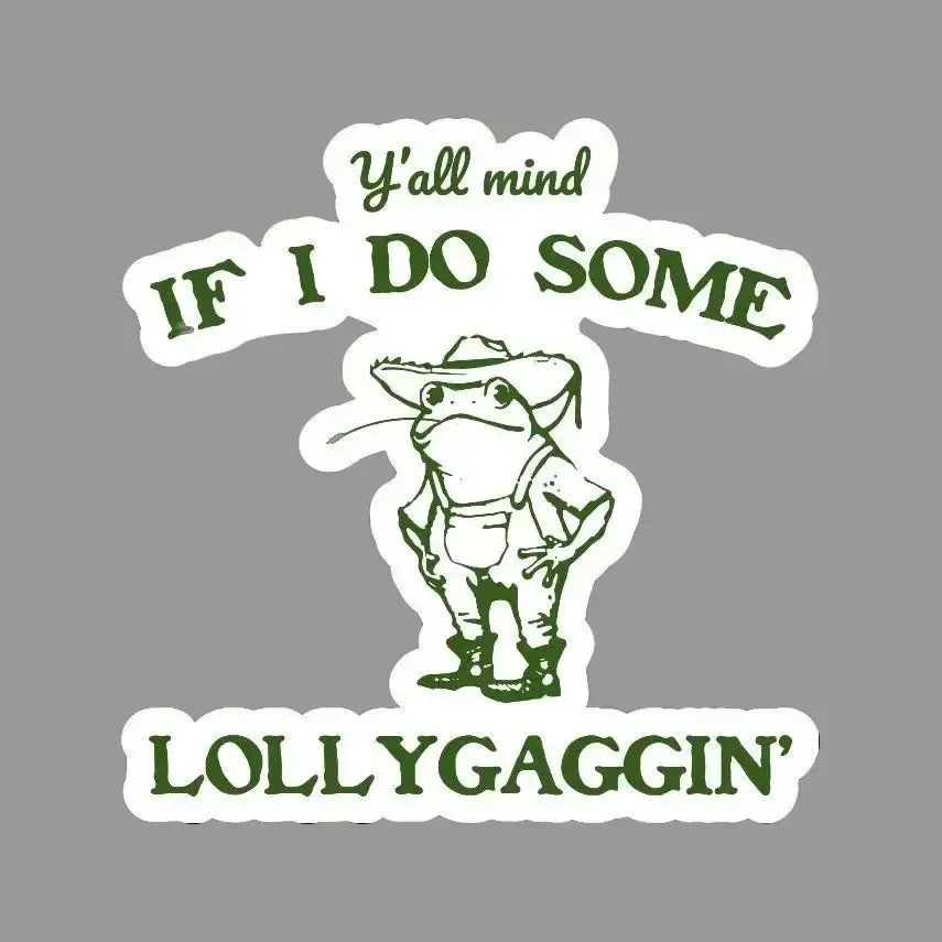 Vintage Lollygagging Frog Sticker, Funny Cute Frog Character, Animal Sticker, Waterproof Vinyl Decal