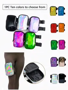 Holographic Thigh Bag with Phone Holder, Unisex Festival Bag, Reflective Carnival Bag, Waterproof Sports Bag, Summer Beach Travel Case, Waterproof Belt Bag